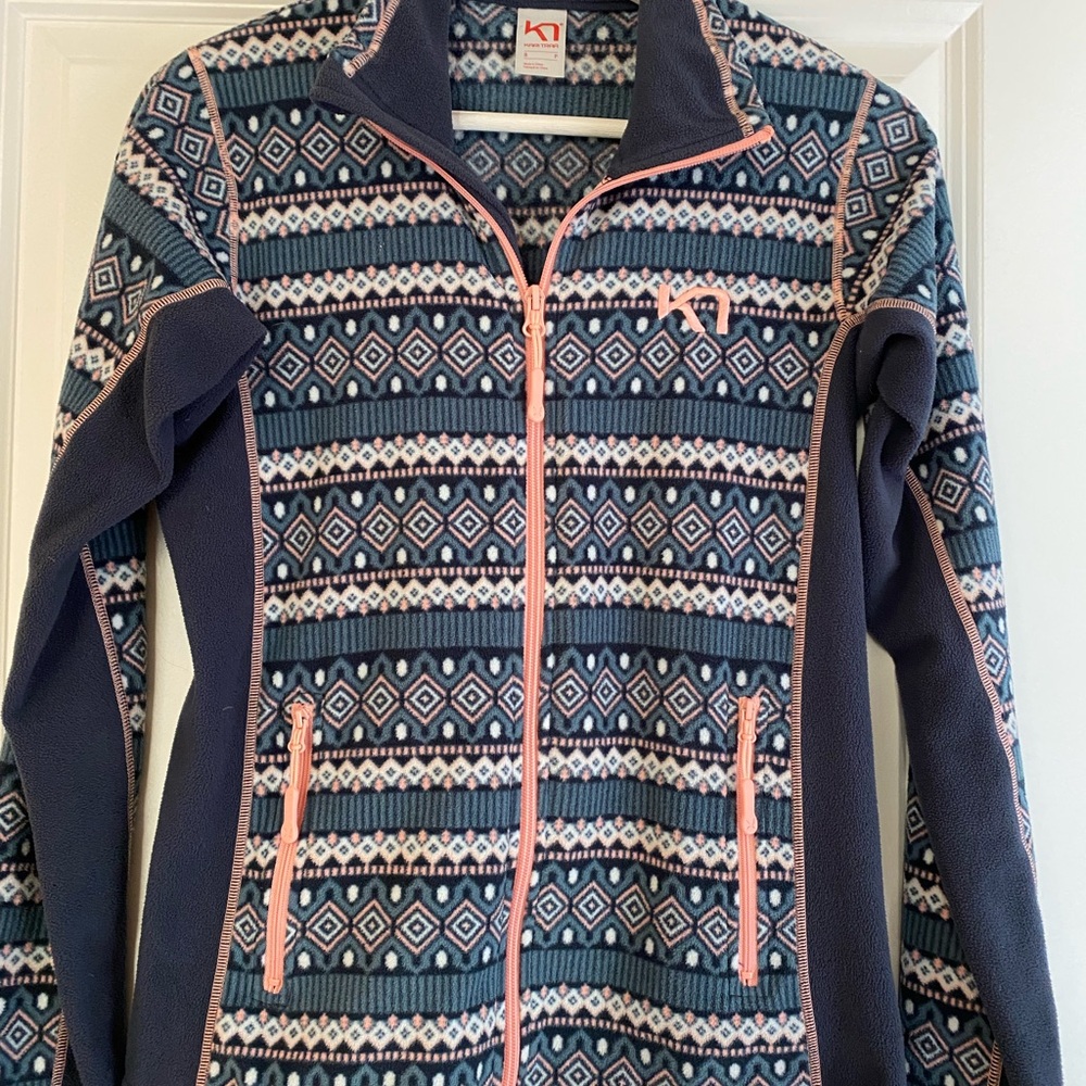 Kari Traa Women's Fleece Jacket Sz Small - Blue and Light Pink